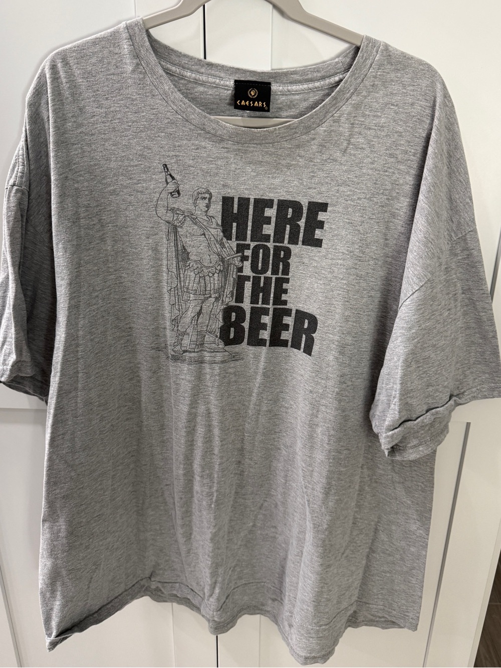 Vegas Caesar’s Palace Gray 'Here for the Beer' Graphic Tee 3XL